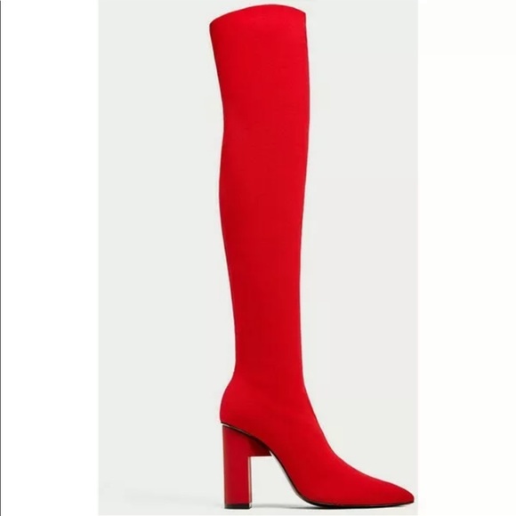 NWOB Zara red sock boots - Picture 4 of 10